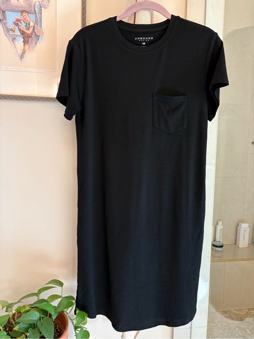 Unbound Merino black T-shirt dress
